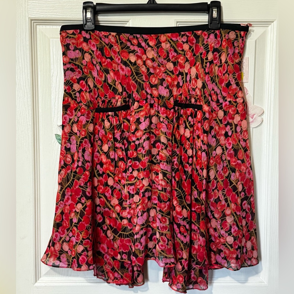 Intuition 100% silk cherry 🍒 print skirt